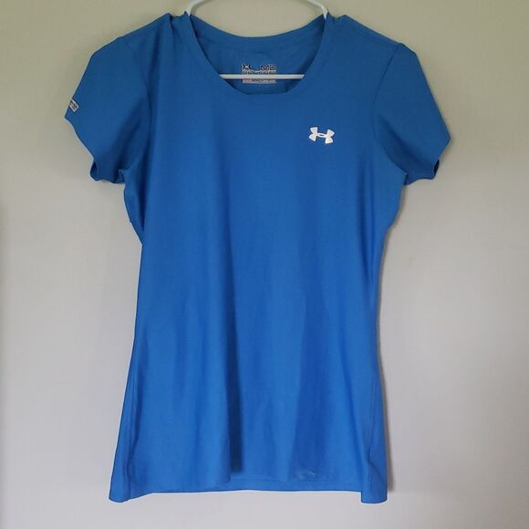 Under Armour Junior M Blue Athletic Fitted Short Sleeve Tee Workout Gym Shirt - Picture 1 of 6